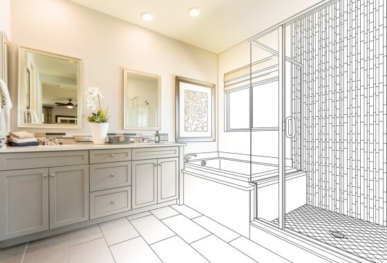 Drawing of a bathroom