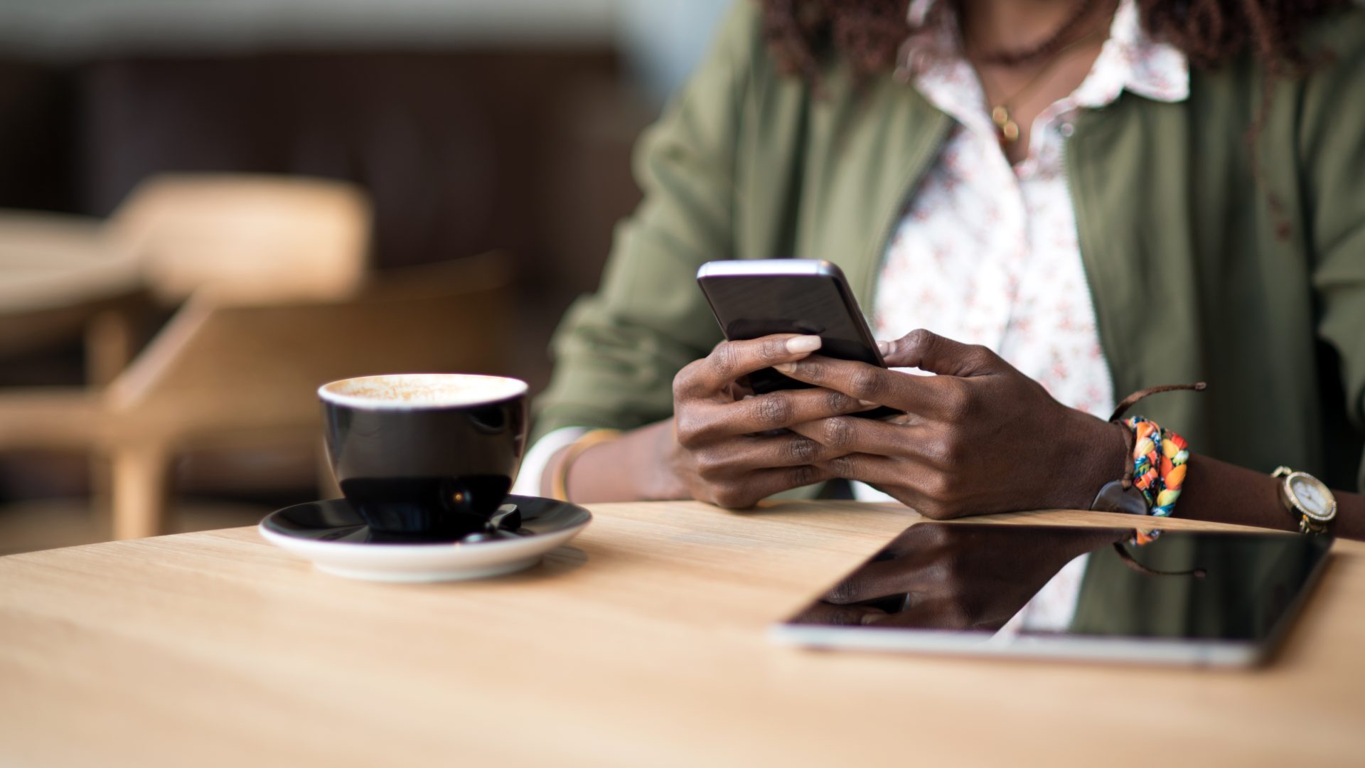 Close up of a woman using mobile phone