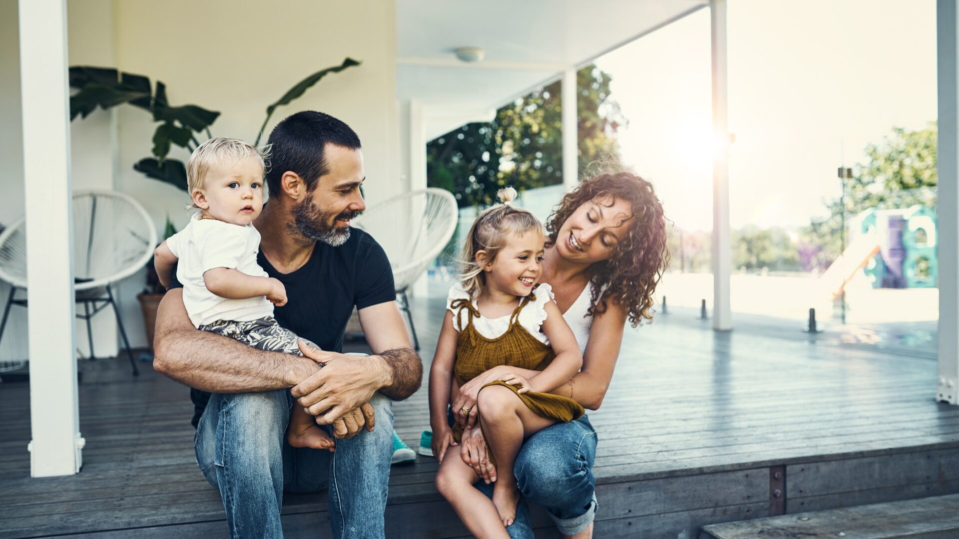 Shot of a happy young family spending the weekend together at home